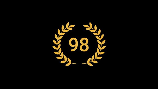 98 Number laurel wreath Animation transparent background