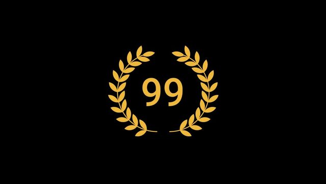99 Number laurel wreath Animation transparent background