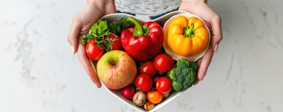 Nutritional food for heart health wellness by cholesterol diet and healthy nutrition eating with clean fruits and vegetables in heart dish by nutritionist and doctor recommended for patient well-being