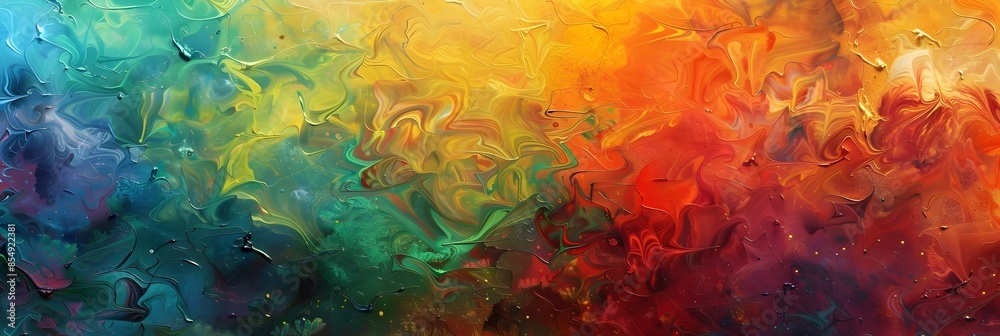 Leinwandbilder vibrant abstract painting with swirling colorful textures and fluid movements creating a mesmerizing
