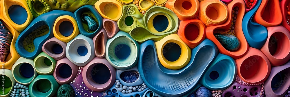 Leinwandbilder vibrant abstract tubular rings and curves forming dimensional patterns and mesmerizing kaleidoscopic