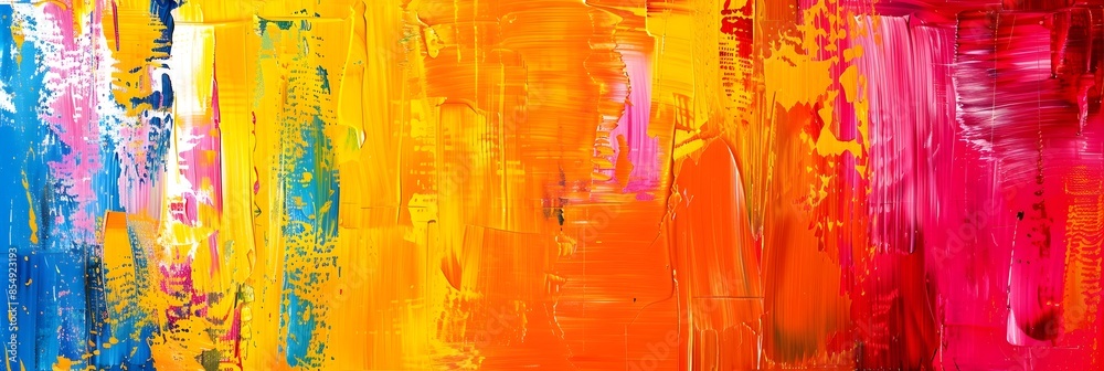 Poster vibrant acrylic painting with expressive brush strokes and fluid colorful patterns