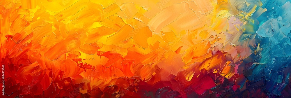 Poster vibrant and captivating cosmic landscape with fiery energetic brushstrokes and abstract gradient tex