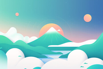 Outdoor travel Mountain natural scenery forest travel simple illustration background