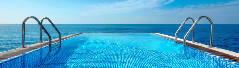 Vibrant background image of a swimming pool with no people and sharp focus.