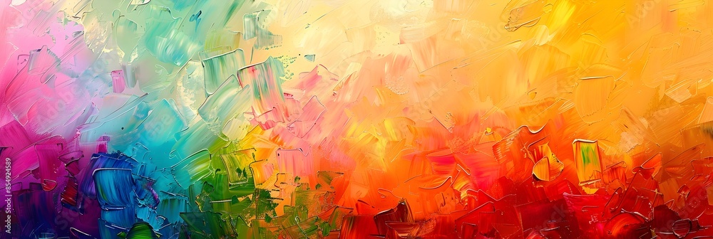 Poster vibrant and expressive abstract art with colorful brushstrokes and fluid movements