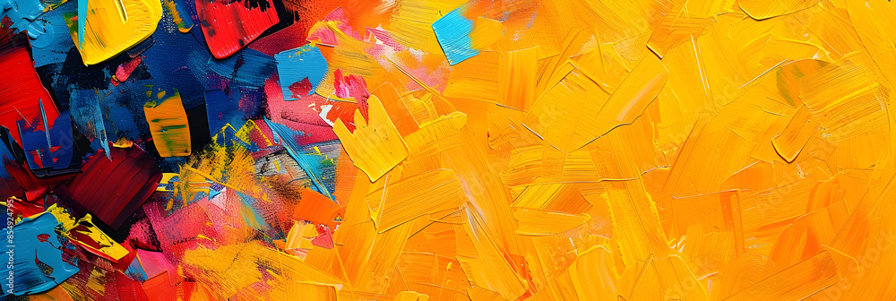 Poster vibrant and expressive abstract painting with captivating blend of colors