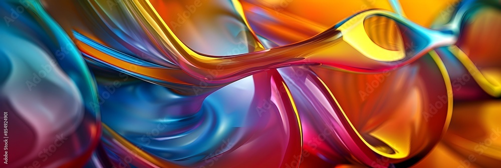 Fototapete Vibrant and Fluid Abstract Art with Mesmerizing Color Swirls and Shapes in Motion