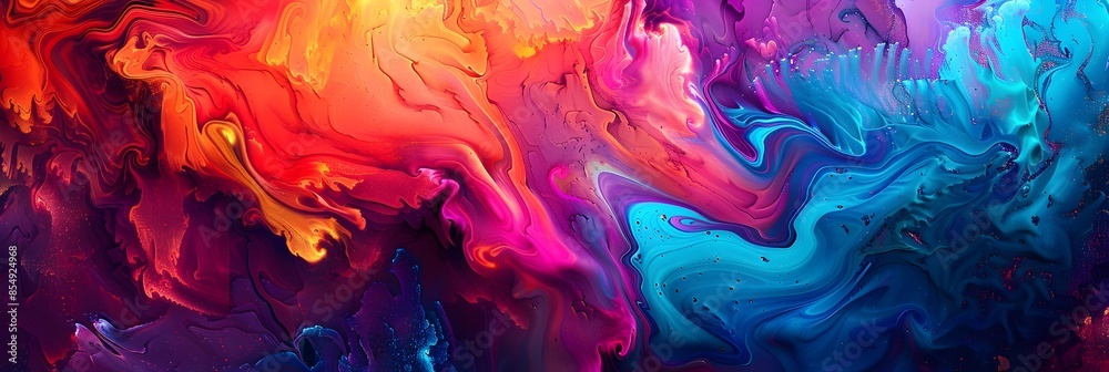 Poster vibrant and fluid explosion of colors ignite the senses in a captivating psychedelic dreamscape of i