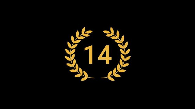 14 Number laurel wreath Animation transparent background