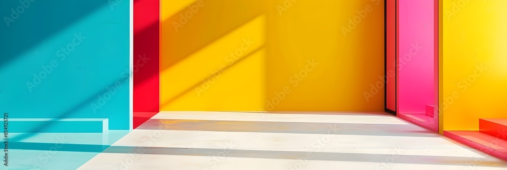 Poster vibrant architectural geometry minimalist digital backdrop for creative design and