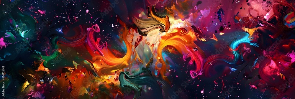 Poster vibrant burst of cosmic energies an explosive digital art of color motion and the boundless imaginat