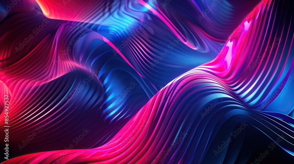 Aufkleber abstract 3d flowing pattern with vibrant blue pink light waves futuristic background