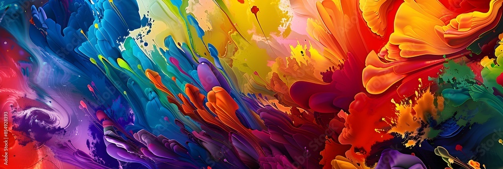 Aufkleber vibrant colorful abstract digital explosion of fluid motion and energy captivating surreal masterpie