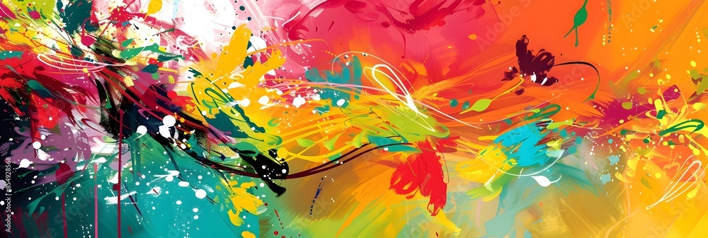 Poster vibrant colorful splashes of dynamic abstract art composition