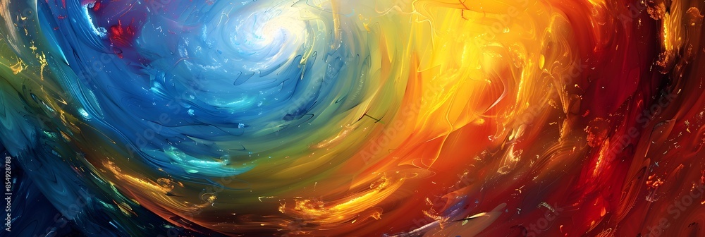 Poster vibrant cosmic explosion of color and energy in a swirling vortex of imagination and digital art