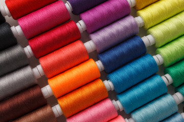 Set of colorful spools of thread