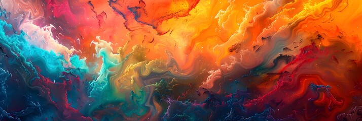 Vibrant Cosmic Explosion of Color and Energy in Dramatic Surreal Abstract Painting