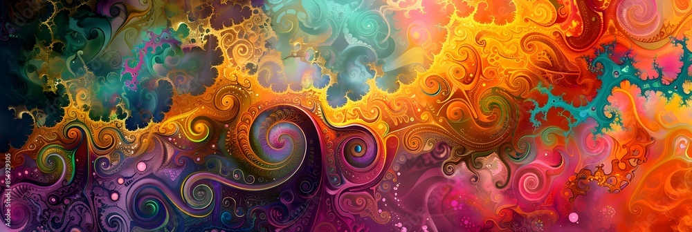 Aufkleber vibrant cosmic kaleidoscope of fluid ethereal fractals and swirling prismatic patterns