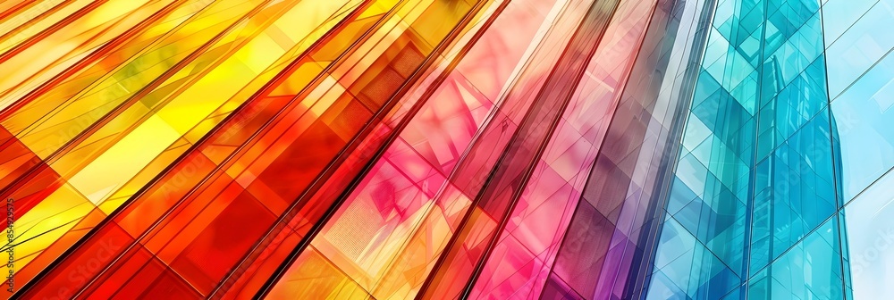 Poster Vibrant Diagonal Rays of Multicolored Light Emanating from a Luminous Prismatic Background
