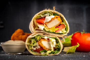 Fried chicken wraps with nuggets