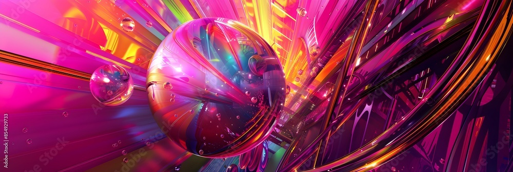 Poster vibrant dimensional kaleidoscopic explosion of prismatic light and energy