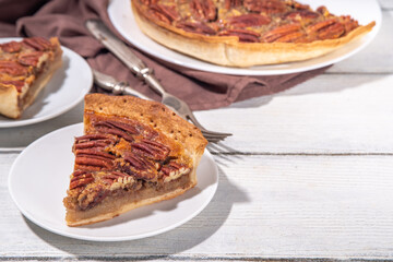 Traditional autumn pecan pie