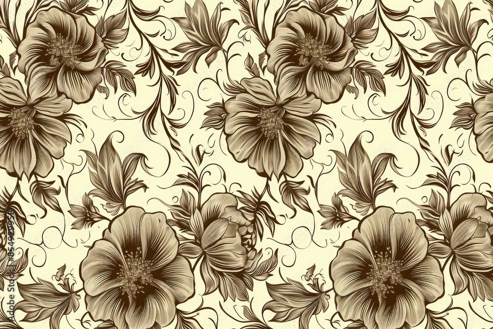 Poster a blue and yellow floral pattern, a vector background with intricate floral patterns