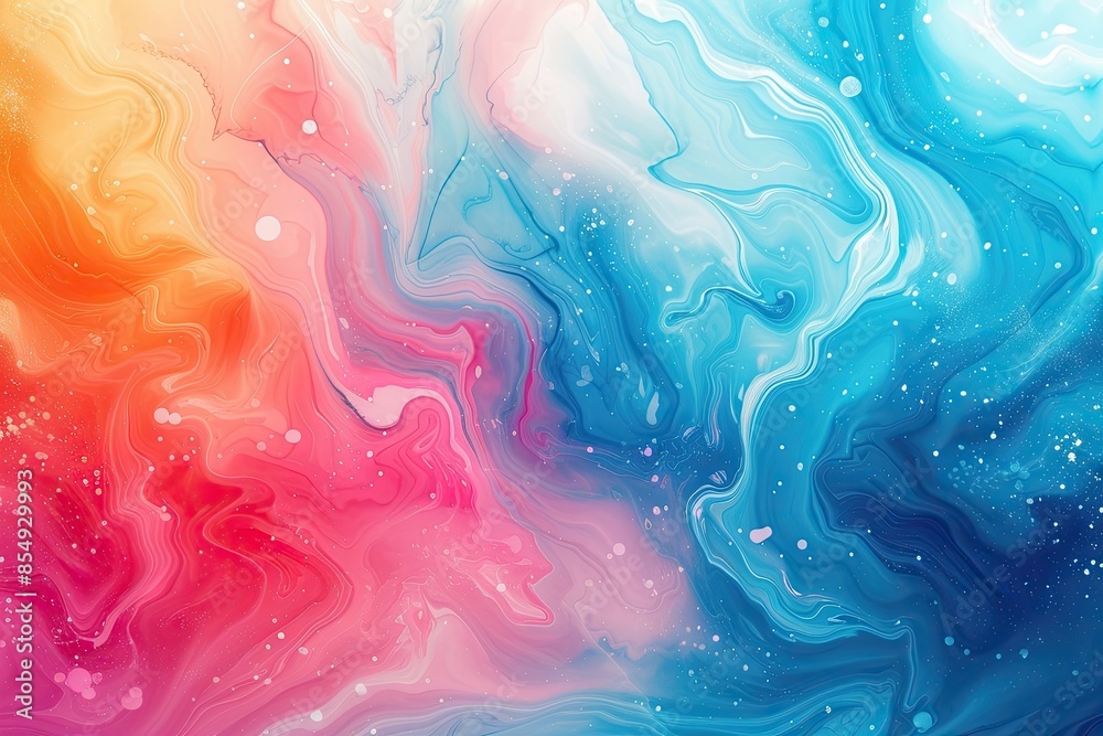 Poster a colorful fluid painting background with a white frame, a vector background with swirling watercolo