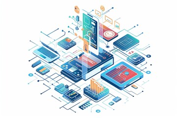 Conceptual Technology Flat Illustration created with Generative AI