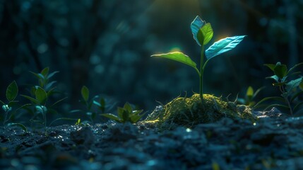 A captivating scene of a seedling taking root within the contours of a soul, illuminated by a soft inner glow that reflects the inherent potential for growth,  