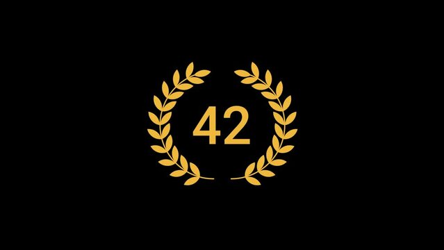 42 Number laurel wreath Animation transparent background