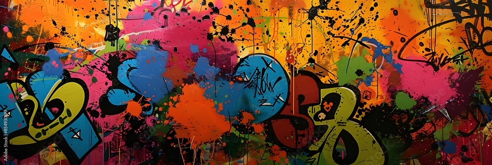 Poster vibrant explosion of color and texture in abstract digital painting