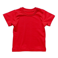 Studio photo of red kids t shirt on transparent background with alpha channel Generative Ai 