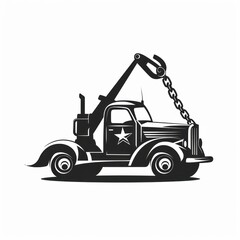 Naklejka premium Tow truck, Car towing vector isolated icon on white background.