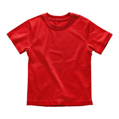 Studio photo of red kids t shirt on transparent background with alpha channel Generative Ai 