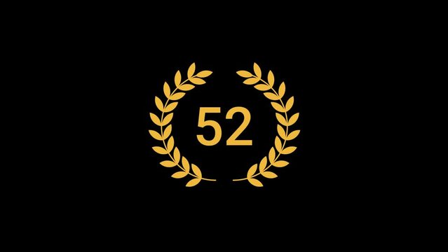 52 Number laurel wreath Animation transparent background