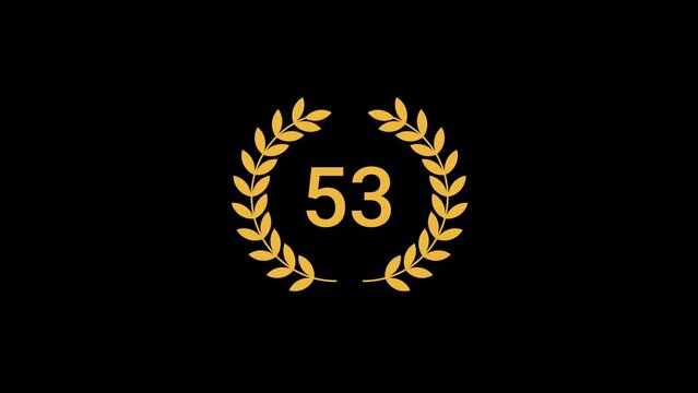 53 Number laurel wreath Animation transparent background