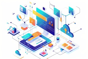 Obraz premium Conceptual Technology Flat Illustration created with Generative AI