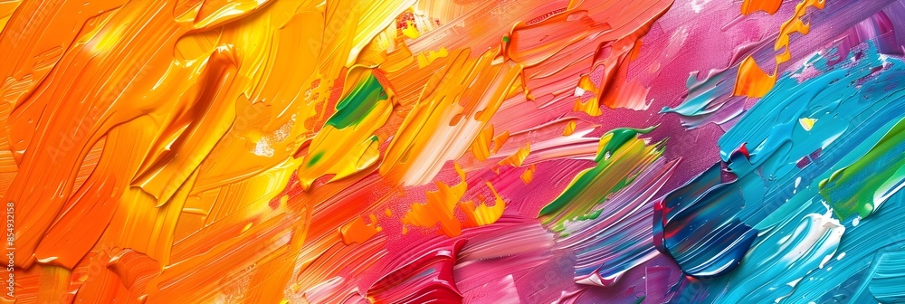 Poster vibrant expressionistic palette painting with captivating brushstrokes and fluid motion
