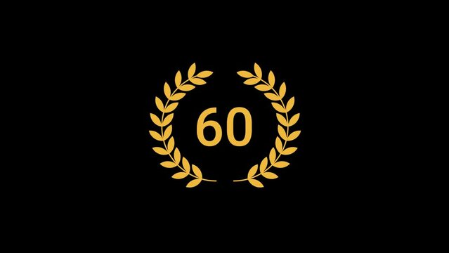 60 Number laurel wreath Animation transparent background