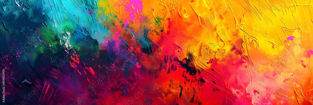 Aufkleber vibrant fluid abstraction expressive colorful brushstrokes composition