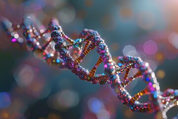 a close up of a strand of dna, Explore the abstract beauty of genetic mutation modeling in 3D