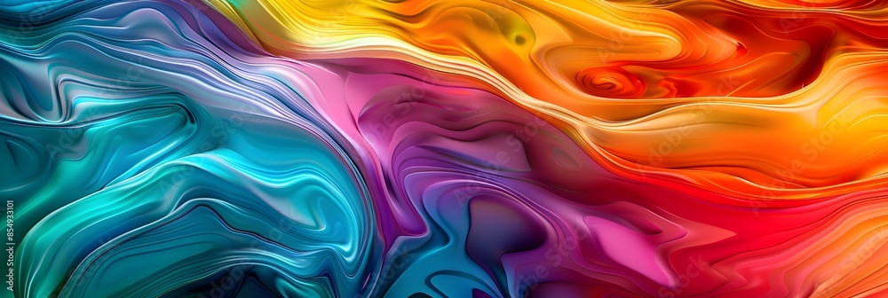 Poster Vibrant Fluid Abstractions Flowing with Captivating Color Gradients and Dynamic Motion