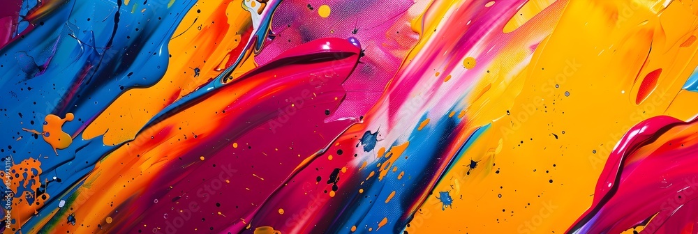 Leinwandbilder vibrant fluid acrylic art composition with expressive color splashes and textured patterns