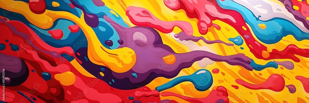 Fototapete Vibrant Fluid Art Explosion of Color and Movement Captivating Abstract Digital Painting with Swirling Psychedelic Patterns and Textures