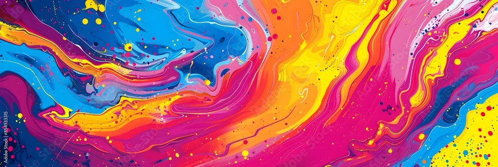 Aufkleber vibrant fluid artwork with lively movement and captivating color gradients