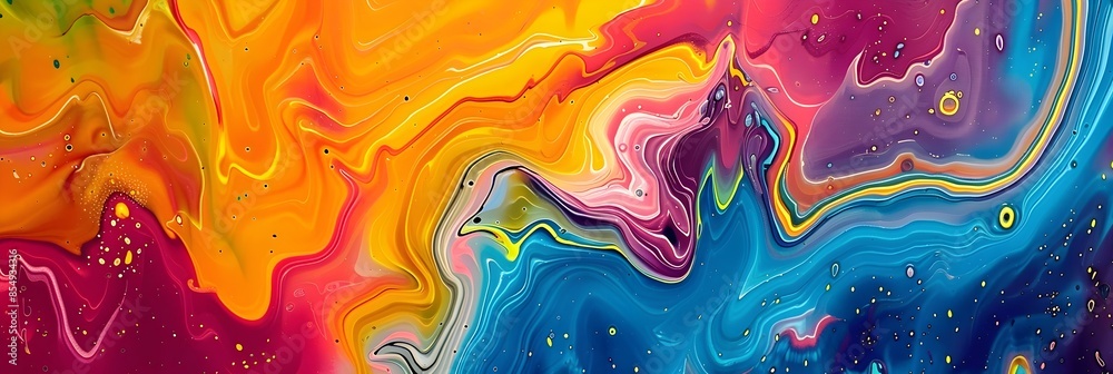 Poster vibrant fluid swirls of captivating color and imagination