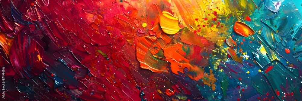 Poster Vibrant Fusion of Color Texture and Emotion in Expressive Abstract Painting