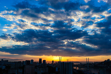 Fototapeta premium sunset over the city